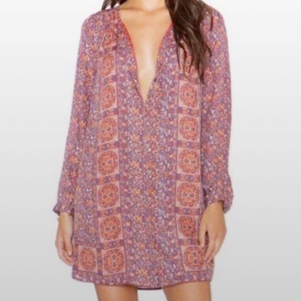 Joie Bohemian Print Silk Tie-Waist Dress